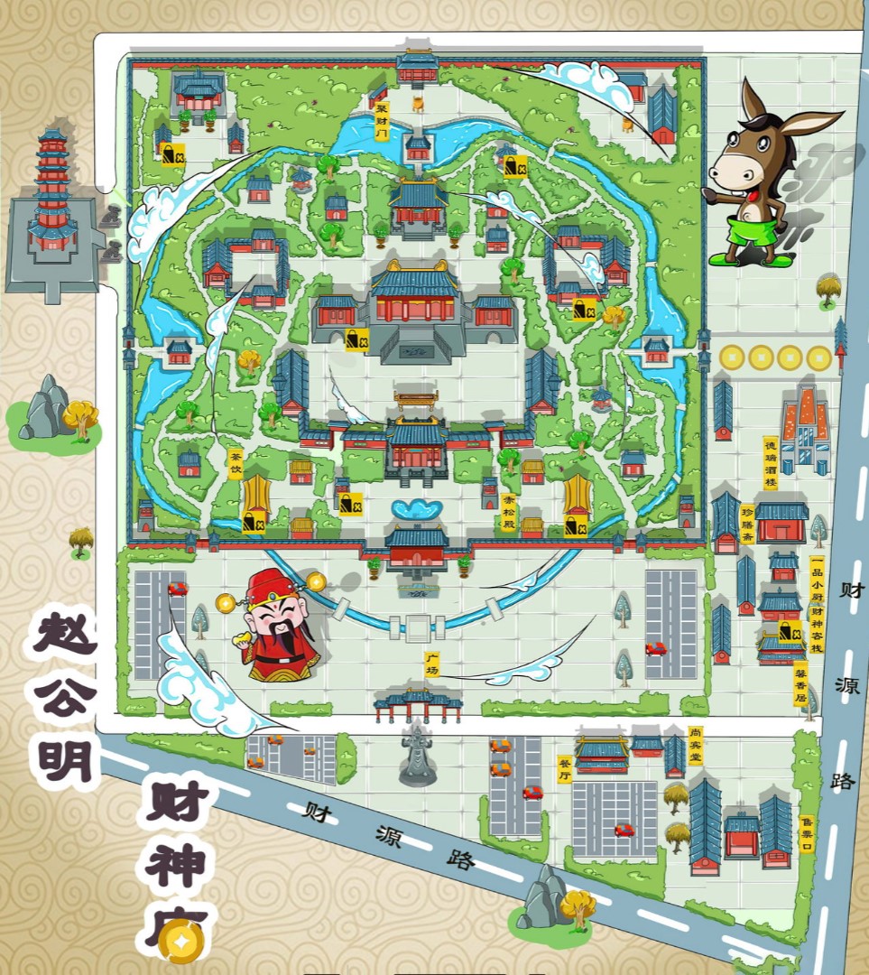 淇滨寺庙类手绘地图